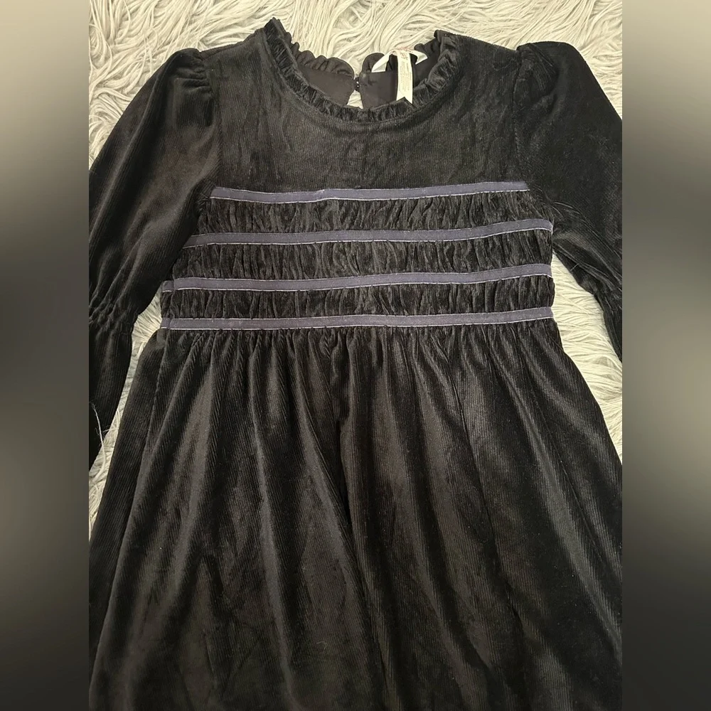 MATILDA JANE Just Imagine Andi Black Ribbed Velour Dress size 10 Girls